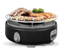 Freshore Barbecue portatile senza fumo a carbonella - Campeggio esterno Piccolo barbecue da tavolo con piano cottura - Incorporato in ventola con carica batteria o telefono 4A