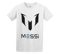 FreshTrue Barcelona Messi Soccer 2 Red Printing Custom T-Shirt White S