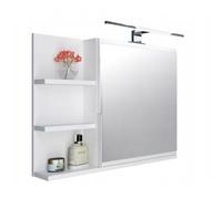 FreshYou Mobiletto a specchio 60x50 bianco, mobiletto da bagno con ripiani, specchio da bagno, mobiletto sospeso, mobiletto da parete LAMPADA LED - Sinistra