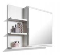 FreshYou Mobiletto a specchio 60x50 bianco, mobiletto da bagno con ripiani, specchio da bagno, mobiletto sospeso, mobiletto da parete - Sinistra