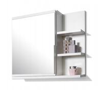 FreshYou Mobiletto a specchio 60x50 bianco, mobiletto da bagno con ripiani, specchio da bagno, mobiletto sospeso, mobiletto da parete - destra