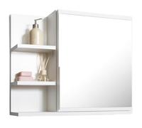 FreshYou Mobiletto a specchio 60x50 bianco, per il bagno con mensole, specchio da bagno, mobiletto sospeso - da parete - Sinistra