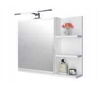 FreshYou Mobiletto a specchio 60x50 bianco, per il bagno con mensole, specchio da bagno, mobiletto sospeso - da parete, LAMPADA LED - Destra