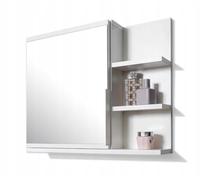 FreshYou Mobiletto a specchio 60x50 bianco, per il bagno con mensole, specchio da bagno, mobiletto sospeso - da parete - destra