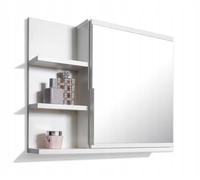 FreshYou Mobiletto a specchio 60x50 bianco, per il bagno con mensole, specchio da bagno, mobiletto sospeso - da parete - Sinistra