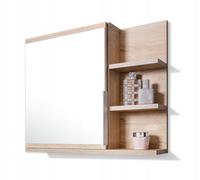 FreshYou Mobiletto a specchio 60x50 sonoma, mobiletto da bagno con ripiani, specchio da bagno, mobiletto sospeso, mobiletto da parete - Destra