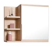 FreshYou Mobiletto a specchio 60x50 sonoma, per il bagno con mensole, specchio da bagno, mobiletto sospeso - da parete - Sinistra