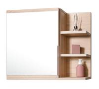 FreshYou Mobiletto a specchio 60x50 sonoma, per il bagno con mensole, specchio da bagno, mobiletto sospeso - da parete - Destra