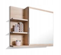 FreshYou Mobiletto a specchio 60x50 sonoma, per il bagno con mensole, specchio da bagno, mobiletto sospeso - da parete - Sinistra