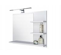 FreshYou Specchio con Ripiani e Illuminazione per Bagno, Camera da Letto e Corridoio, Bianco, 60x50 cm, Montaggio a Parete