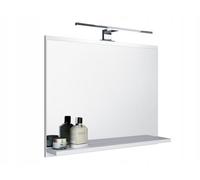 FreshYou Specchio da bagno con 1 ripiano, sospeso, specchio per corridoio, camera da letto, bagno, bianco 60X50 cm LAMPADA LED