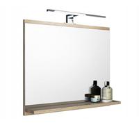FreshYou Specchio da bagno con 1 ripiano specchio da parete specchio sospeso specchio per mobili da bagno specchio per il corridoio per la camera da letto per il bagno sonoma LAMPADA LED 60X50