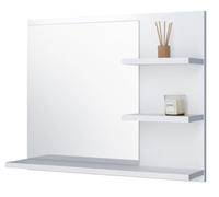 FreshYou Specchio da bagno con 3 ripiani, sospeso, specchio per corridoio, camera da letto, bagno, bianco 60X50 cm - Destro