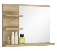 FreshYou Specchio da bagno con 3 ripiani, sospeso, specchio per corridoio, camera da letto, bagno, Sonoma Oak 60X50 cm - Sinistro