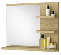 FreshYou Specchio da bagno con 3 ripiani, sospeso, specchio per corridoio, camera da letto, bagno, Sonoma Oak 60X50 cm - Destro
