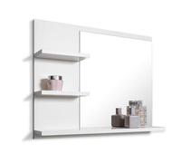 FreshYou Specchio da Bagno con 3 Ripiani - Specchio Sospeso per Bagno, Camera da Letto e Corridoio - Bianco 60X50