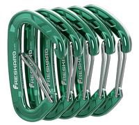 FresKaro 5Pezzi Moschettone Portachiavi, Moschettoni Piccoli per Borse e Zaino, Carabina Alluminio Ultralight, Forte 8kN 816kg, Rapido Sgancio Mini Gancio per Camp, Trekking, All’aperto, 6cm, Verde