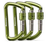 FresKaro Moschettone, Carabina Tappo a Vite, Moschettone Portachiavi, Moschettoni a vite, Lucchetto, 12kN-1224kg, Alluminio, Ultraleggero, Resiliente, per Chiavi, Guinzaglio per Cani, Verde 3Pezzi