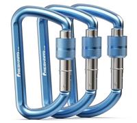 FresKaro Moschettone, Carabina Tappo a Vite, Moschettone Portachiavi, Moschettoni a Vite, Serratura, 12kN-1224kg, Alluminio, Ultraleggero, Resiliente, Per Chiavi, Guinzaglio per Cani, Blu 3Pezzi