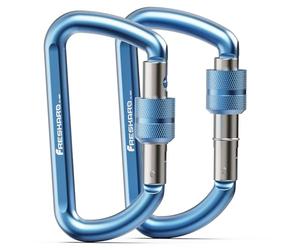 FresKaro Portachiavi a Moschettone, Moschettoni a Vite, Alluminio, 12kN-1224kg, Solido, per Guinzaglio per Cani, Sacco da Boxe, Vigile del Fuoco, Amaca, Altalena, Portachiavi Auto, 8cm, 2pcs, Blue