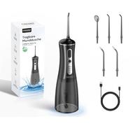 FRESKO Idropulsore Dentale Portatile, 300ML Irrigatore Orale con 4 Modalità 45-105PSI, Batteria 2600mAh, Impermeabile IPX7, 5 Punte per Apparecchi e Impianti