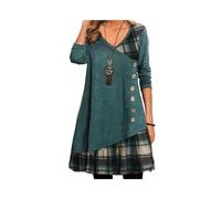 FRESQA Abiti da Donna Autunno e Inverno Europei e Americani Eleganti Abiti da Festa Larghi per Tutti i Giorni Abito a Maniche Lunghe con Bottoni