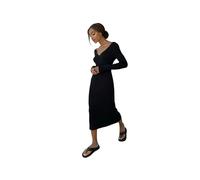 FRESQA Abito Longuette Longuette Avvolgente in Maglia a Coste Autunno Inverno per Donna Abito Aderente Senza Schienale con Scollo a V a Maniche Lunghe Stile Semplice Casual