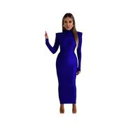 FRESQA Abito Lungo Lungo Aderente a Maniche Lunghe Imbottito con Spalline Green Party Club Abito Lungo Primavera Autunno Moda Donna Abiti Eleganti