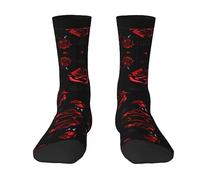 FRESQA Calze a metà polpaccio alla moda con rose rosse e nere, calze per adulti, ideali per abbigliamento casual e sportivo, rose rosse e nere, taglia unica, Rose rosse e nere, taglia unica