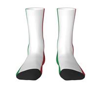 FRESQA Calzini casual unisex con bandiera italiana, calzini sportivi di media lunghezza a blocchi di colore per fitness e attività all'aperto, Bandiera Italia, Taglia unica