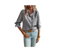 FRESQA Camicia Bianca da Donna Autunno Manica Lunga Top Femminile Elegante Moda Monopetto Camicette Casual a Righe da Ufficio da Donna
