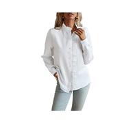 FRESQA Camicia Bianca da Donna Autunno Manica Lunga Top Femminile Elegante Moda Monopetto Camicette Casual a Righe da Ufficio da Donna