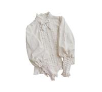 FRESQA Camicia Bianca in Pizzo Autunnale da Donna Manica Gigot Stile Lolita bellissime Camicette Giapponese Manica Lunga con Volant Pieghettato Vestiti Kawaii