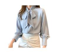 FRESQA Camicia Camicetta da Donna Top Casual da Lavoro Vintage Camicetta in Chiffon con Fiocco Camicie Eleganti da Donna Allentate