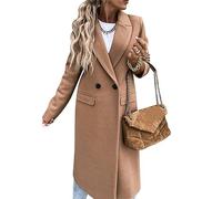 FRESQA Cappotto lungo di lana da donna autunnale Cappotto nero da donna moda retrò Cappotto a maniche lunghe Cappotto blu Cappotto casual da strada invernale da indossare