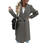 FRESQA Cappotto lungo di lana da donna autunnale Cappotto nero da donna moda retrò Cappotto a maniche lunghe Cappotto blu Cappotto casual da strada invernale da indossare