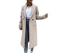 FRESQA Cappotto Lungo di Lana da Donna Autunnale e Invernale - Nero e Blu, Moda Retrò, Maniche Lunghe, Casual da Strada