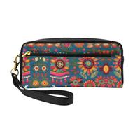 FRESQA Mini trousse portatile con stampa artistica folk messicana, versatile e compatta, perfetta per i tuoi oggetti essenziali, Messicano Folk Art Boho, Taglia unica