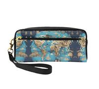 FRESQA Mini trousse portatile con stampa artistica folk messicana, versatile e compatta, perfetta per i tuoi oggetti essenziali, Mappa della geografia mondiale, Taglia unica