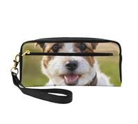 FRESQA Mini trousse portatile con stampa bandiera israeliana, versatile e compatta, perfetta per i tuoi oggetti essenziali, Simpatico cagnolino., Taglia unica