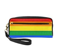 FRESQA Mini trousse portatile con stampa di coni gelato, versatile e compatta, perfetta per i tuoi oggetti essenziali, Bandiera arcobaleno., Taglia unica