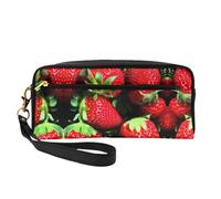 FRESQA Mini trousse portatile con stampa di trattore sotto cielo blu e nuvole bianche, versatile e compatta, perfetta per i tuoi oggetti essenziali, Motivo fragola, Taglia unica