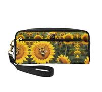 FRESQA Mini trousse portatile con stampa di trattore sotto cielo blu e nuvole bianche, versatile e compatta, perfetta per i tuoi oggetti essenziali, Api Girasole, Taglia unica