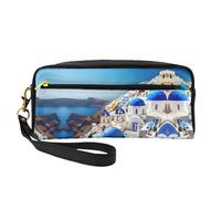FRESQA Mini trousse portatile con stampa di trattore sotto cielo blu e nuvole bianche, versatile e compatta, perfetta per i tuoi oggetti essenziali, Santorini Greek Island Vista Mare, Taglia unica
