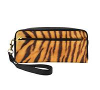 FRESQA Mini trousse portatile con stampa glitter rosa oro, versatile e compatta, perfetta per i tuoi oggetti essenziali, Motivo a righe tigre, Taglia unica