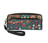 FRESQA Mini trousse portatile per il trucco, con stampa di paesaggi invernali, versatile e compatta, perfetta per i tuoi oggetti essenziali, Messicano Folk Boho, Taglia unica