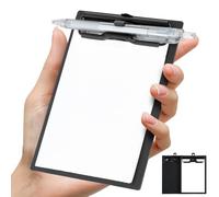 FRETONBA Portablocco A6 Mini, 2 Pezzi Cartellina Rigida con Pinza, Porta Block Notes con Portapenne per Organizer Documenti, Cartellina Portadocumenti per Ufficio, Ristorante, Scuola, Nero