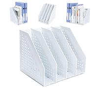 FRETONBA Portariviste Pieghevole Formato A4, con 4 Scomparti,Grigio Chiaro | Organizer da Scrivania per Organizzazione e Conservazione Dell'Ufficio, Organizer da Scrivania per Scuola