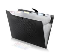 FRETONBA Raccoglitore Documenti con 7 Tasche, Cartelline Portadocumenti A4 Design Dell'etichetta, Porta Documenti Design dei Pulsanti, Portadocumenti Plastica PP, Divisori Raccoglitori ad Anelli, Nero
