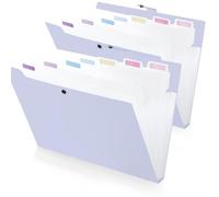 FRETONBA Raccoglitore Documenti con 8 Tasche, 2 Pezzi Cartelline Portadocumenti A4 Design Dell'etichetta, Porta Documenti Design dei Pulsanti, Portadocumenti, Divisori Raccoglitori ad Anelli, Viola